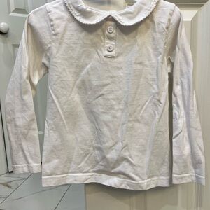 JoJo Maman Bebe White Long Sleeve Peter Pan Collar Kids Shirt - Size 4/5